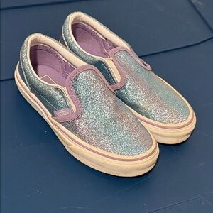 Vans Kids Glitter Slip-On Sneakers - Silver and Purple